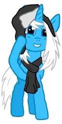 Size: 512x1024 | Tagged: safe, artist:gexon_pane, derpibooru import, oc, oc:icy wave, unofficial characters only, unicorn, 2018 community collab, derpibooru community collaboration, clothes, female, hat, mare, scarf, simple background, solo, transparent background, ushanka
