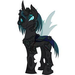 Size: 1200x1200 | Tagged: 2018 community collab, armor, artist:thequeen, borg, changeling, changeling oc, derpibooru community collaboration, derpibooru import, looking at you, oc, oc:simula, raised hoof, safe, simple background, solo, star trek, transparent background, unofficial characters only, vector