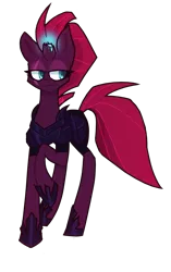 Size: 1440x2293 | Tagged: safe, artist:nn-op6666, derpibooru import, fizzlepop berrytwist, tempest shadow, pony, unicorn, my little pony: the movie, armor, broken horn, eye scar, female, lidded eyes, mare, raised hoof, scar, simple background, solo, tempest shadow is not amused, transparent background, unamused