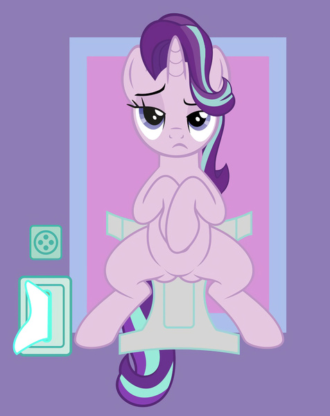 Size: 1270x1600 | Tagged: artist:cheesepuffs, baby powder, baby wipes, derpibooru import, diaper, diaper change, diaper fetish, featureless crotch, fetish, lidded eyes, looking at you, questionable, show accurate, show accurate porn, solo, spreading, spread legs, starlight glimmer, starlight is not amused, unamused, underass, vector