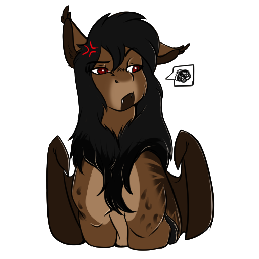 Size: 512x512 | Tagged: safe, artist:theecchiqueen, deleted from derpibooru, derpibooru import, oc, oc:octavus, unofficial characters only, bat pony, bat pony oc, cross-popping veins, fangs, male, pictogram, simple background, solo, stallion, telegram sticker, transparent background