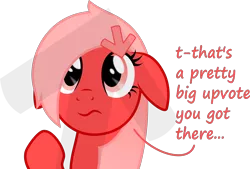 Size: 2000x1355 | Tagged: safe, artist:arifproject, derpibooru import, oc, oc:downvote, ponified, unofficial characters only, earth pony, pony, derpibooru, bust, derpibooru ponified, dialogue, female, floppy ears, get your mind out of the gutter, looking up, mare, meta, simple background, solo, transparent background, upvote, vector, wide eyes, worried