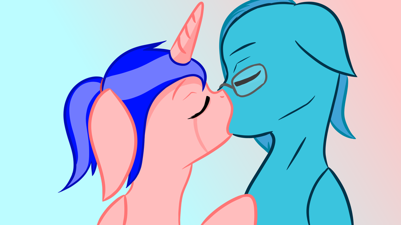 Size: 1920x1080 | Tagged: safe, artist:saphire-systrine, derpibooru import, oc, oc:saphire systrine, oc:speed-flyer, unofficial characters only, alicorn, pegasus, pony, crying, female, glasses, hooves, kissing, male, oc x oc, shipping, straight