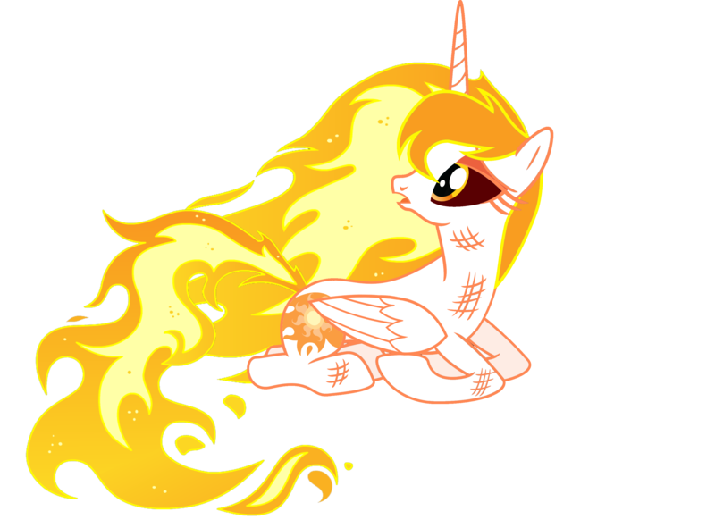 Size: 3368x2489 | Tagged: safe, artist:vector-brony, derpibooru import, edit, daybreaker, alicorn, pony, bruised, cute, diabreaker, female, mane of fire, mare, prone, sad, simple background, transparent background, woobie