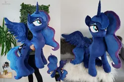 Size: 3672x2444 | Tagged: safe, artist:epicrainbowcrafts, derpibooru import, princess luna, human, pony, high res, irl, irl human, life size, photo, plushie, solo