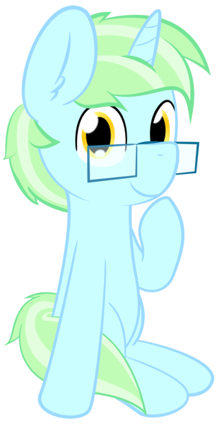 Size: 2000x3906 | Tagged: safe, artist:phinpie, derpibooru import, oc, oc:purest sage, unofficial characters only, pony, unicorn, 2018 community collab, derpibooru community collaboration, glasses, looking at you, male, raised hoof, simple background, sitting, smiling, stallion, transparent background, vector