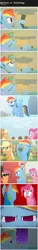 Size: 1225x8000 | Tagged: safe, artist:facelesssoles, derpibooru import, apple bloom, babs seed, pinkie pie, rainbow dash, scootaloo, pegasus, pony, bags under eyes, comic, dialogue, female, filly, flying, happy birthday, headset, mare, phone, smiling
