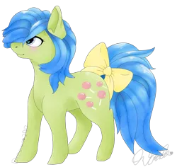 Size: 1024x967 | Tagged: safe, artist:dreamcreationsink, derpibooru import, tootsie, earth pony, pony, blushing, bow, female, g1, heart eyes, mare, simple background, solo, tail bow, transparent background, wingding eyes