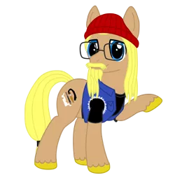 Size: 1200x1200 | Tagged: safe, artist:starkcontrast, derpibooru import, oc, oc:stark contrast, ponified, unofficial characters only, earth pony, pony, 2018 community collab, derpibooru community collaboration, beanie, clothes, digital art, glasses, hat, simple background, solo, transparent background, vest