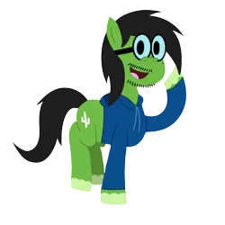 Size: 1000x1000 | Tagged: safe, artist:b-cacto, derpibooru import, oc, oc:cactus needles, unofficial characters only, earth pony, pony, 2018 community collab, derpibooru community collaboration, beard, clothes, facial hair, glasses, hoodie, lineless, moustache, simple background, solo, transparent background, unshorn fetlocks