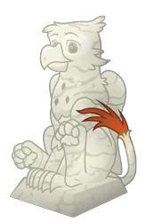 Size: 1249x1800 | Tagged: safe, artist:icaron, derpibooru import, oc, oc:arvid, unofficial characters only, gryphon, 2018 community collab, derpibooru community collaboration, happy, inanimate tf, male, paws, petrification, plinth, show accurate, simple background, solo, statue, transformation, transparent background, underpaw