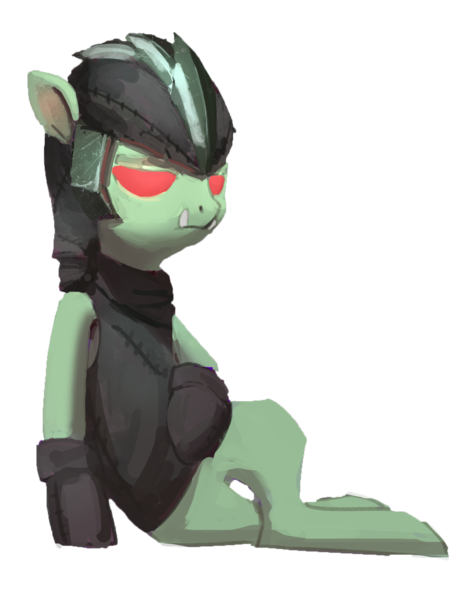 Size: 1476x1893 | Tagged: safe, artist:rhorse, deleted from derpibooru, derpibooru import, oc, oc:rot, unofficial characters only, earth pony, goblin, pony, 2018 community collab, derpibooru community collaboration, goblin pony, non-pony oc, simple background, sitting, transparent background