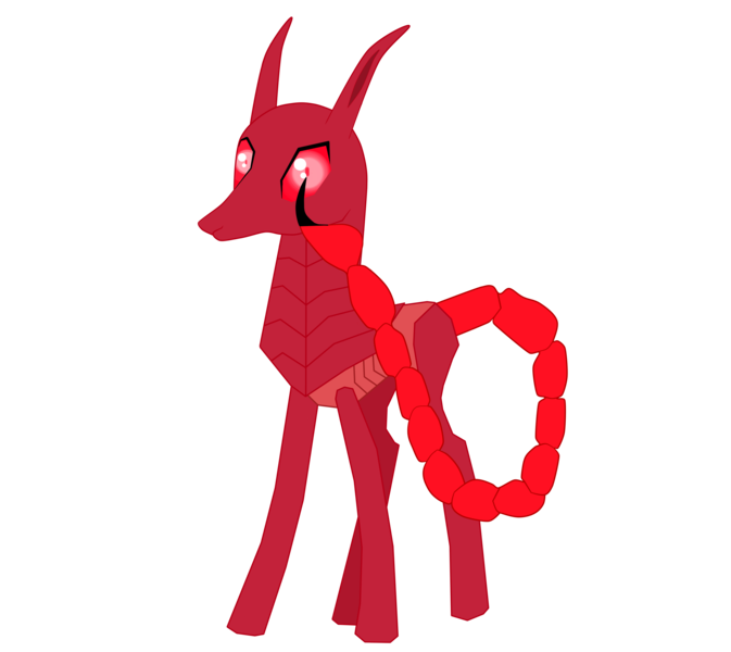 Size: 3500x3120 | Tagged: 2018 community collab, artist:tazool, changedling, changeling, derpibooru community collaboration, derpibooru import, long ears, male, oc, oc:tazool, original species, red eyes, safe, scorpion changeling, scorpion tail, simple background, skorperus, standing, stinger, transparent background, unofficial characters only