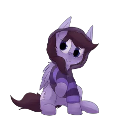 Size: 4770x4670 | Tagged: safe, artist:lux, derpibooru import, oc, oc:pillow case, unofficial characters only, pegasus, pony, 2018 community collab, derpibooru community collaboration, absurd resolution, c:, clothes, cute, female, hoodie, looking at you, mare, raised hoof, simple background, sitting, smiling, solo, transparent background