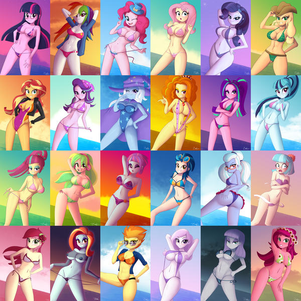 Size: 2535x2534 | Tagged: questionable, artist:zelc-face, derpibooru import, adagio dazzle, applejack, aria blaze, boulder (pet), coco pommel, fleur-de-lis, fluttershy, gloriosa daisy, indigo zap, lemon zest, maud pie, pinkie pie, rainbow dash, rarity, roseluck, sassy saddles, sci-twi, sonata dusk, sour sweet, spitfire, starlight glimmer, sugarcoat, sunny flare, sunset shimmer, trixie, twilight sparkle, equestria girls, friendship games, legend of everfree, mirror magic, rainbow rocks, spoiler:eqg specials, absolute cleavage, adoraflare, adorasexy, adorkasexy, alternative cutie mark placement, angry, applejack's hat, arm behind head, armpits, ass, beach, beach babe, beanie, belly button, bellyring, bicolor swimsuit, big breasts, bikini, bikini babe, bikini bottom, black swimsuit, blue swimsuit, blushing, breasts, busty adagio dazzle, busty applejack, busty aria blaze, busty coco pommel, busty fleur-de-lis, busty fluttershy, busty gloriosa daisy, busty indigo zap, busty lemon zest, busty maud pie, busty pinkie pie, busty rainbow dash, busty rarity, busty sassy saddles, busty sonata dusk, busty sour sweet, busty spitfire, busty starlight glimmer, busty sugarcoat, busty sunny flare, busty sunset shimmer, busty trixie, busty twilight sparkle, c:, cameltoe, cape, cleavage, clothes, cloud, cocobetes, collage, cowboy hat, crossed arms, crotchmark, crystal prep shadowbolts, curvy, cute, cutefire, cutie mark, cutie mark on equestria girl, cutie mark swimsuit, daisybetes, diapinkes, diatrixes, embarrassed, embarrassed nude exposure, equestria girls-ified, eye candy, eyelashes, eyeshadow, female, females only, fishnets, fleurabetes, flower, flower in hair, frilled swimsuit, frown, gem, glasses, glimmerbetes, green swimsuit, grin, hand on hip, hat, humane five, humane seven, humane six, jackabetes, jacket, jewelry, leather jacket, lidded eyes, looking at you, looking back, makeup, multi-strap swimsuit, necklace, nipples, nudity, ocean, one eye closed, one-piece swimsuit, orange swimsuit, peace sign, piercing, pink swimsuit, ponytail, purple swimsuit, raribetes, rarihips, red swimsuit, resting bitch face, rose, sassybetes, seductive look, seductive pose, see-through, sexy, sexy saddles, shadow five, shimmerbetes, shyabetes, side-tie bikini, sideboob, siren gem, skirt, skirt lift, sling bikini, small breasts, smiling, sonatabetes, stars, string bikini, striped swimsuit, stupid sexy adagio dazzle, stupid sexy maud pie, stupid sexy pinkie, stupid sexy rarity, stupid sexy sassy, stupid sexy spitfire, stupid sexy starlight glimmer, stupid sexy trixie, sugarcheeks, sunglasses, sunset, surprised, swimsuit, teasing, the dazzlings, thong swimsuit, top hat, tricolor swimsuit, trixie's cape, trixie's hat, twiabetes, twintails, unamused, underass, underboob, underwear, undressing, untied bikini, wall of tags, wardrobe malfunction, water, wedgie, wink, witch hat, yellow swimsuit, zelc-face's swimsuits, zestabetes