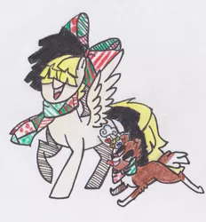 Size: 1161x1252 | Tagged: safe, artist:draw1709, derpibooru import, songbird serenade, winona, pony, my little pony: the movie, everyday is christmas, puppies are forever, traditional art