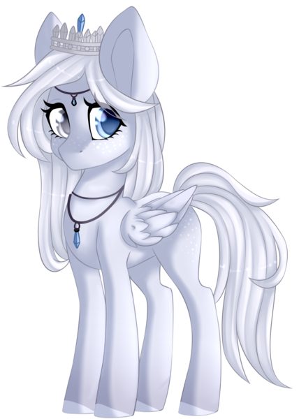 Size: 1550x2171 | Tagged: safe, artist:dusty-onyx, derpibooru import, oc, oc:snowy, unofficial characters only, pegasus, pony, crown, female, heterochromia, jewelry, mare, regalia, simple background, solo, transparent background