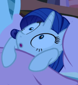 Size: 256x280 | Tagged: safe, derpibooru import, screencap, rarity, pony, unicorn, look before you sleep, season 1, bed, cropped, faic, female, mare, pillow, solo, wide eyes