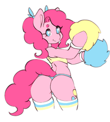 Size: 412x458 | Tagged: suggestive, artist:tolsticot, derpibooru import, pinkie pie, anthro, earth pony, adorasexy, animated, arm hooves, ass, balloonbutt, butt shake, cheerleader, cheerleader outfit, clothes, cute, diapinkes, female, frame by frame, looking at you, looking back, looking back at you, mare, pom pom, sexy, shorts, simple background, smiling, socks, solo, solo female, stockings, stupid sexy pinkie, thick, thigh highs, white background