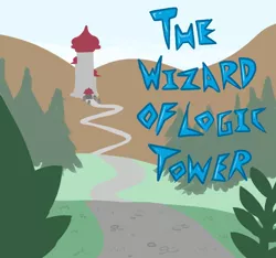 Size: 640x600 | Tagged: safe, artist:ficficponyfic, derpibooru import, cyoa:the wizard of logic tower, comic, cover art, cyoa, no pony, story included, title card, tower