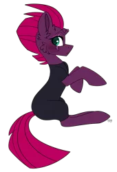 Size: 1860x2732 | Tagged: safe, artist:spindlespice, derpibooru import, fizzlepop berrytwist, tempest shadow, pony, unicorn, my little pony: the movie, broken horn, cheek fluff, clothes, ear fluff, eye scar, female, high res, looking at you, looking back, looking back at you, mare, scar, simple background, solo, transparent background