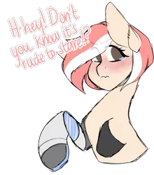 Size: 752x855 | Tagged: safe, artist:mimisaurusrex, derpibooru import, oc, oc:blush, unofficial characters only, earth pony, pony, amputee, blushing, bust, crying, female, mare, missing limb, pouting, prosthetics, raised hoof, simple background, sock, solo, stump, tearing up, transparent background