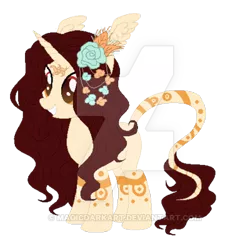 Size: 400x397 | Tagged: safe, artist:magicdarkart, derpibooru import, oc, unofficial characters only, pony, unicorn, female, flower, flower in hair, mare, simple background, solo, transparent background, watermark