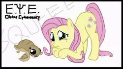 Size: 720x405 | Tagged: artist needed, safe, derpibooru import, fluttershy, pony, e.y.e.: divine cybermancy, face down ass up, looking at something, teary eyes, wingless