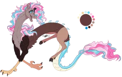 Size: 1500x949 | Tagged: artist:bijutsuyoukai, derpibooru import, draconequus, draconequus oc, interspecies offspring, next generation, oc, oc:sugar rush, offspring, parent:discord, parent:pinkie pie, parents:discopie, reference sheet, safe, simple background, solo, transparent background, unofficial characters only