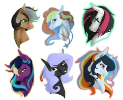 Size: 3818x3092 | Tagged: artist:oneiria-fylakas, bust, derpibooru import, female, high res, mare, oc, oc:artsong, oc:cloudy night, oc:emala jiss, oc:insa, oc:midnight fairytale, oc:sugar sketch, portrait, safe, simple background, transparent background, unofficial characters only