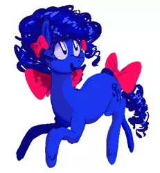 Size: 841x912 | Tagged: safe, artist:burrburro, derpibooru import, oc, oc:minusmensch, unofficial characters only, earth pony, pony, bow, curly mane, hair bow, limited palette, needs more saturation, pixel-crisp art, smiling, solo, tail bow