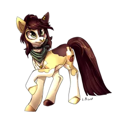 Size: 600x569 | Tagged: safe, artist:trojan-pony, derpibooru import, oc, oc:moldy peaches, unofficial characters only, clothes, collar, female, jewelry, piercing, scarf, simple background, solo, transparent background