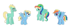 Size: 1747x700 | Tagged: artist:michellminor, derpibooru import, female, male, oc, oc:rainbow breeze, oc:thunder dash, offspring, parent:rainbow dash, parents:zephdash, parent:zephyr breeze, rainbow dash, safe, shipping, simple background, straight, transparent background, zephdash, zephyr breeze