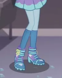 Size: 259x322 | Tagged: safe, derpibooru import, screencap, trixie, equestria girls, equestria girls series, rarity investigates: the case of the bedazzled boot, boots, clothes, cropped, high heel boots, legs, pictures of legs, rarity investigates (eqg): trixie, shoes, sneakers, socks