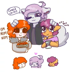 Size: 1440x1492 | Tagged: anthro, artist:synnibear03, comic:ponytale, derpibooru import, edge fam, oc, oc:ember, oc:kolby, oc:ponytale scootaloo, safe, scootaloo