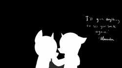 Size: 1280x720 | Tagged: alicorn, alicorn oc, artist:rubydeluxe, black and white, comforting, derpibooru import, digital art, female, floppy ears, grayscale, horn, incomplete, love, male, monochrome, oc, oc:holly dance, oc:rd, quote, rubydance, safe, signature, sketch, straight, unofficial characters only, wings
