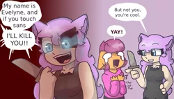 Size: 2800x1600 | Tagged: anthro, artist:synnibear03, comic:ponytale, derpibooru import, implied canon x oc, implied crossover shipping, implied sans (undertale), implied shipping, implied straight, oc, oc:evelyne, oc:ponytale scootaloo, scootaloo, semi-grimdark, yandere