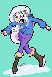 Size: 2336x3419 | Tagged: safe, artist:flan, derpibooru import, trixie, human, equestria girls, female, humanized, ice skates, ice skating, skates, skating, solo