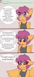 Size: 2124x4824 | Tagged: anthro, artist:synnibear03, blood, comic, comic:ponytale, derpibooru import, immortality blues, implied babs, implied lesbian, implied oc, implied oc:rossali, implied twilight sparkle, oc, oc:ponytale scootaloo, sad, scootaloo, semi-grimdark, solo