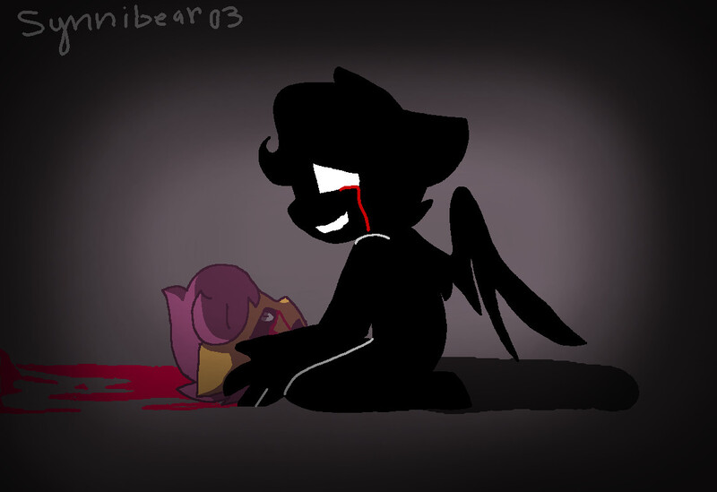 Size: 1142x783 | Tagged: anthro, artist:synnibear03, blood, comic:ponytale, crying, dead, decapitated, derpibooru import, grimdark, horrortale, horrortale scootaloo, oc, oc:ponytale scootaloo, scootaloo, severed head, tears of blood