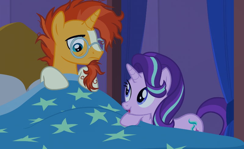 1285342 - bed, bed mane, derpibooru import, safe, screencap, starlight  glimmer, sunburst, talking, uncommon bond - Twibooru