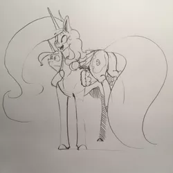 Size: 1280x1280 | Tagged: safe, artist:greyscaleart, derpibooru import, princess celestia, princess luna, pony, clinging, royal sisters, security hug, sketch, traditional art, varying degrees of want