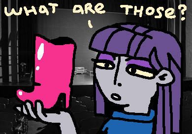 Size: 390x273 | Tagged: safe, artist:grinwild, derpibooru import, maud pie, equestria girls, equestria girls series, rarity investigates: the case of the bedazzled boot, boot, meme, rarity investigates (eqg): applejack, scene interpretation, solo, what are thoooose