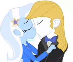 Size: 1132x965 | Tagged: safe, artist:crazybonbun, derpibooru import, prince blueblood, trixie, equestria girls, bluetrix, equestria girls-ified, female, kissing, male, shipping, straight