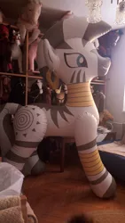 Size: 2592x4608 | Tagged: safe, artist:arniemkii, derpibooru import, zecora, horse, pony, zebra, bootleg, female, hongyi, inflatable, inflatable toy, inflation, irl, mare, photo