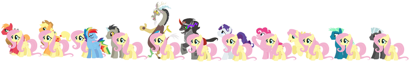 Size: 5188x810 | Tagged: safe, artist:roseprincessmitia, derpibooru import, applejack, big macintosh, discord, fluttershy, king sombra, pinkie pie, rainbow dash, rarity, sky stinger, thunderlane, pony, absurd resolution, applejack (male), appleshy, appleshy (straight), bubble berry, bubbleshy, butterscotch, discoshy, elushy, elusive, female, flarity, flutterblitz, flutterdash, fluttermac, flutterpie, flutterscotch, fluttershy gets all the stallions, fluttersky, half r63 shipping, male, pony discord, rainbow blitz, rule 63, self ponidox, selfcest, shipping, simple background, sombrashy, straight, thundershy, white background