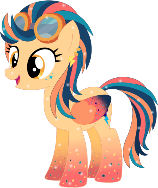 Size: 1024x1219 | Tagged: safe, artist:ra1nb0wk1tty, derpibooru import, indigo zap, ponified, pony, saiyan, colored wings, dragon ball z, equestria girls ponified, goggles, image, multicolored wings, png, rainbow power, rainbow wings, simple background, solo, transparent background, wings