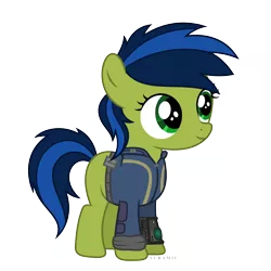 Size: 6000x6000 | Tagged: absurd resolution, artist:suramii, clothes, derpibooru import, fallout equestria, fallout equestria: project horizons, female, filly, oc, oc:scotch tape, pipbuck, safe, simple background, solo, transparent background, unofficial characters only, vector