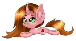 Size: 1024x557 | Tagged: safe, artist:sachanart, derpibooru import, oc, oc:micky, unofficial characters only, pony, unicorn, chibi, female, mare, prone, simple background, solo, transparent background
