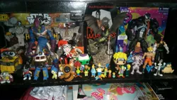 Size: 3328x1872 | Tagged: safe, derpibooru import, aria blaze, sonata dusk, vinyl scratch, alien, dragon, human, mewtwo, pony, robot, snorlax, unicorn, equestria girls, rainbow rocks, abe simpson, action figure, apu nahasapeemapetilon, barely pony related, bart simpson, brushable, bugs bunny, chewbacca, collection, display, dragon ball z, female, funko, goku, green goblin, han solo, harley quinn, homer simpson, irl, jawa, joy (inside out), krusty the clown, lisa simpson, looney tunes, maggie simpson, male, mare, marge simpson, marvel, merchandise, mr burns, naruto, optimus prime, photo, pokémon, shelf, sideshow bob, son goku, star wars, the simpsons, toy, transformers, venom, wall-e